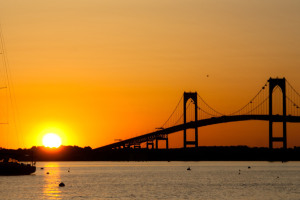Newport bridge at sunset