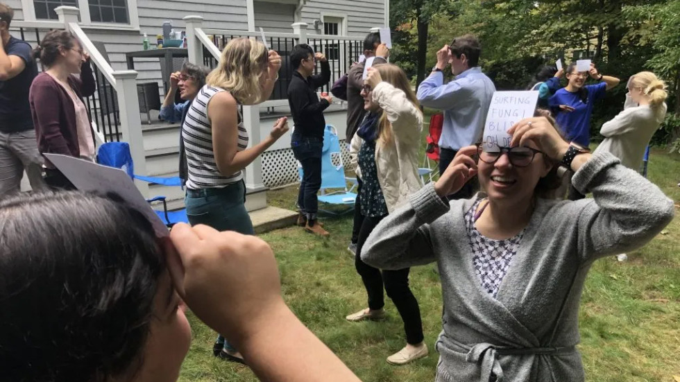 people playing a game together outside
