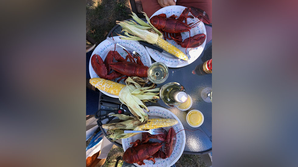 lobsters on plates